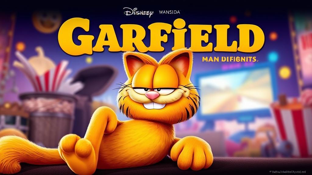 A vibrant header image featuring Garfield, the iconic orange tabby cat, lounging with a mischievous grin against a backdrop of movie-themed elements, hinting at the excitement of the upcoming film release.