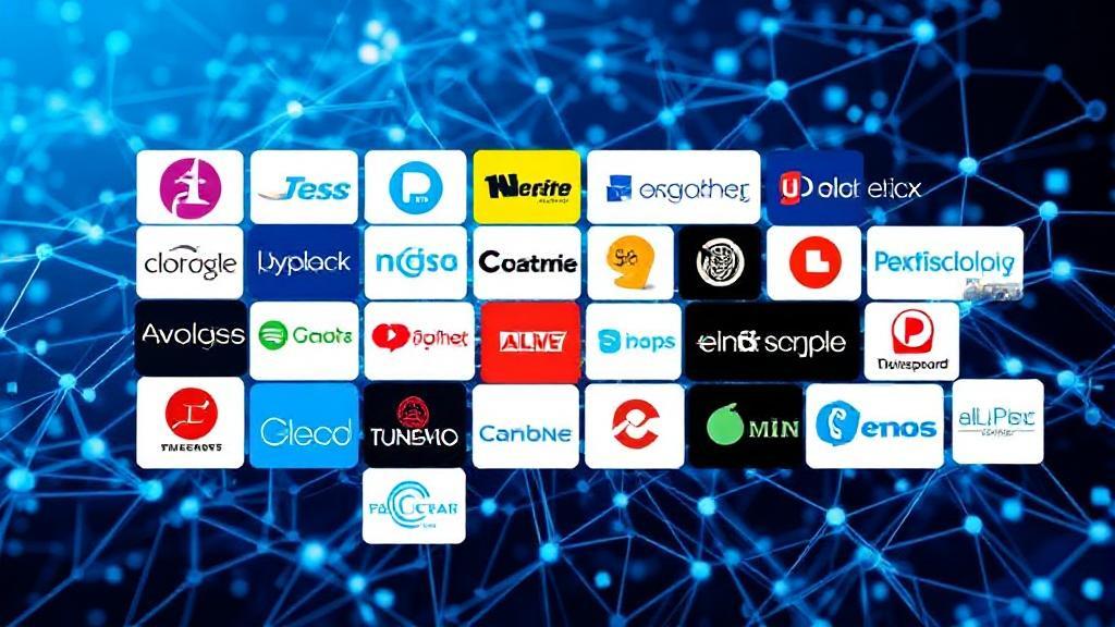 A dynamic collage of logos from leading phone service providers set against a backdrop of interconnected digital networks.