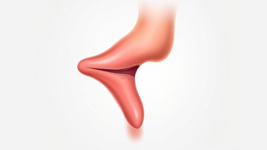 A medical illustration depicting the curvature of the penis associated with Peyronie's Disease against a neutral background.