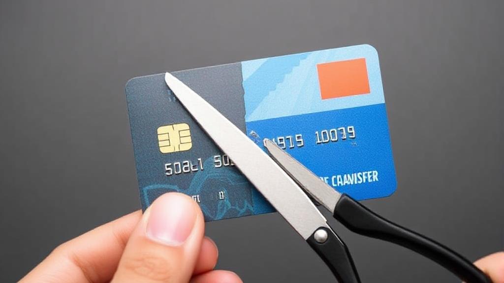 A credit card being cut in half with scissors, symbolizing financial decision-making and balance transfer considerations.
