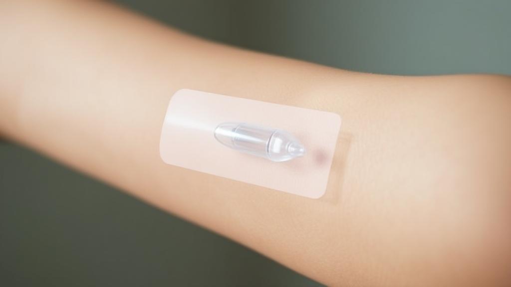 A close-up image of a woman's arm with a transparent overlay showing the Nexplanon implant beneath the skin.