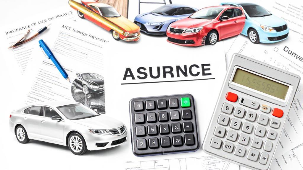 A collage of various cars, insurance documents, and a calculator, symbolizing the diverse factors influencing car insurance costs.