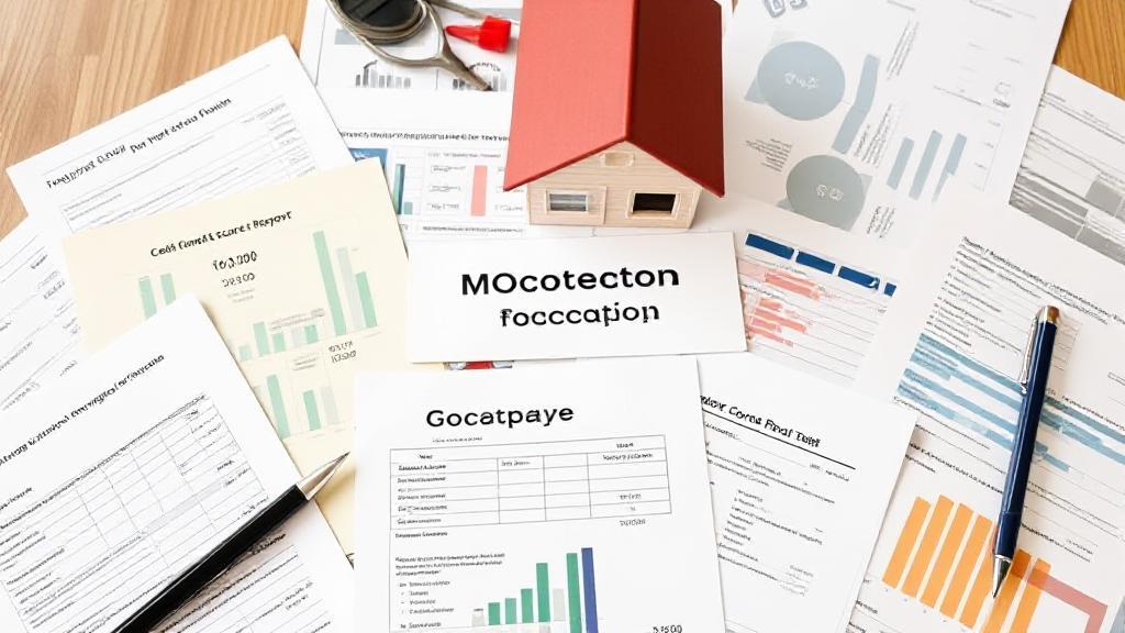 A diverse group of credit score reports and financial documents laid out on a table, symbolizing the various factors considered in mortgage approval.