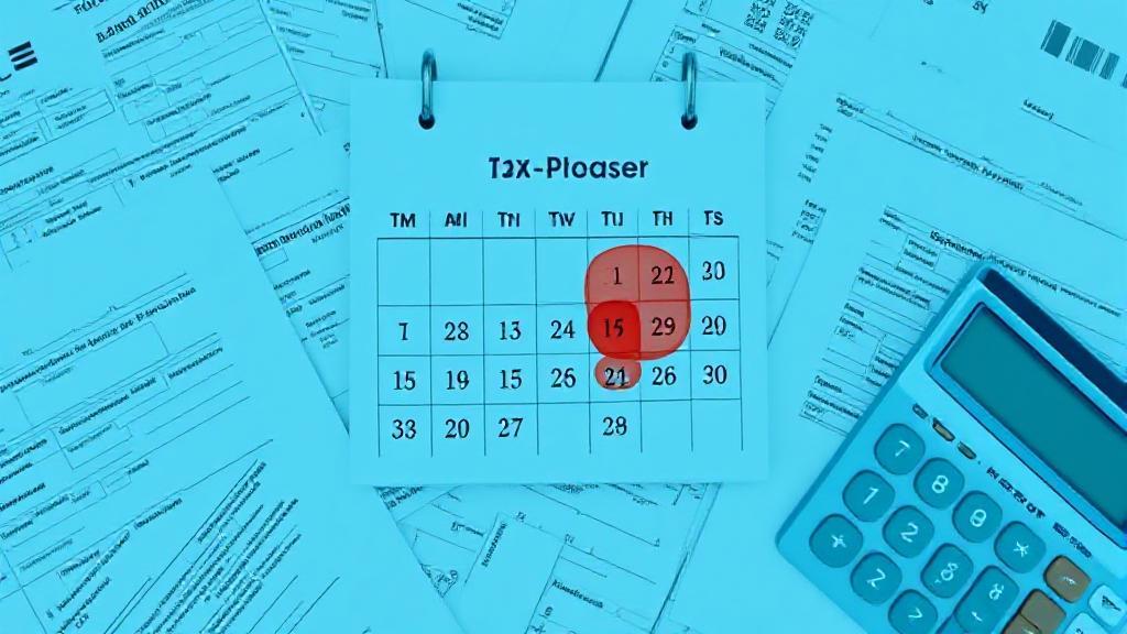 A calendar marked with a red circle on the first day of tax season, surrounded by tax forms and a calculator.