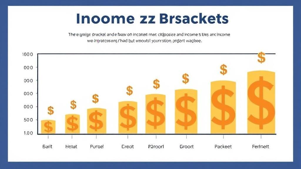 A visual representation of income brackets with a focus on tax thresholds, featuring a gradient of dollar signs ascending in size and color intensity.