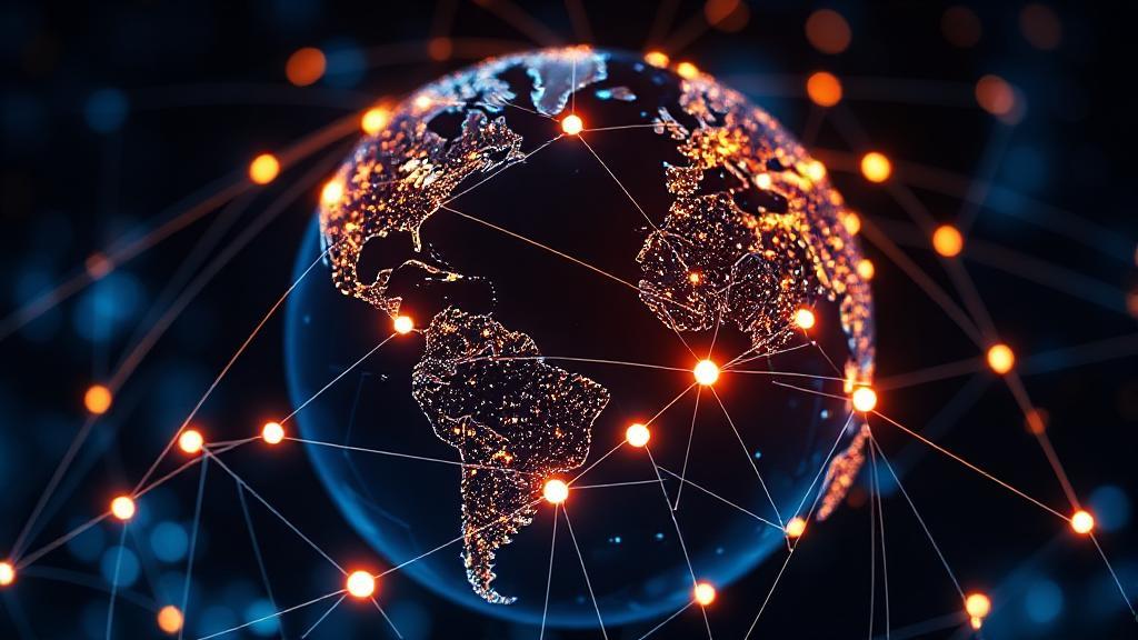 A digital illustration of a globe interconnected with glowing lines and nodes, symbolizing the global network of IP addresses.