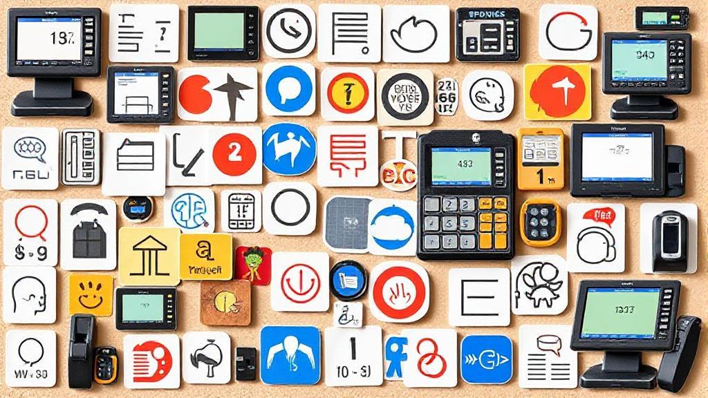 A collage of various Point of Sale systems, parts of speech symbols, and other POS-related imagery.