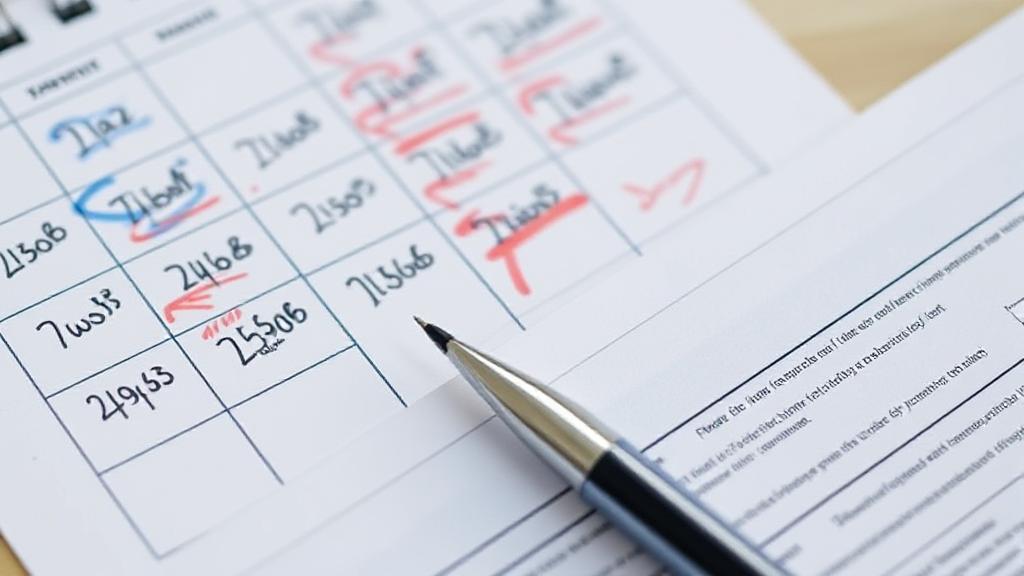 A calendar marked with important tax filing dates and a pen resting on a tax form.