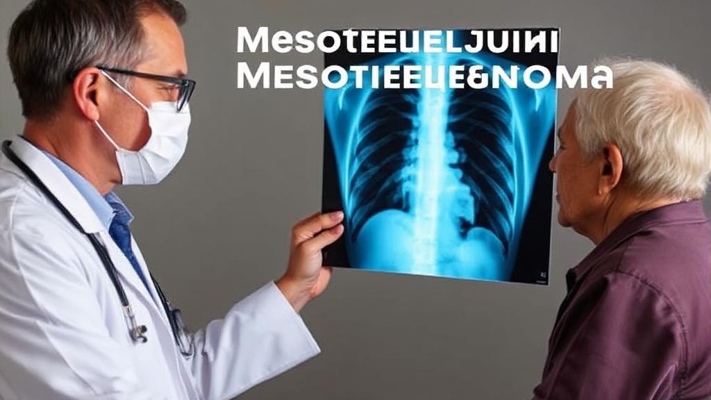 A doctor reviewing a chest X-ray with a patient, symbolizing the diagnosis and treatment journey of mesothelioma.