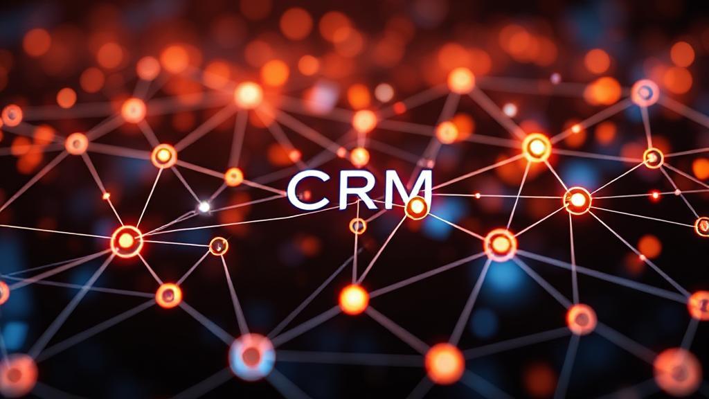 A dynamic illustration of interconnected digital nodes forming a network, symbolizing the integration and connectivity of CRM systems in managing customer relationships.
