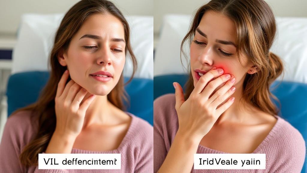 A split image showing a woman experiencing mild discomfort during an IUI procedure on one side and moderate pain during an IVF procedure on the other, highlighting the contrast in pain levels.