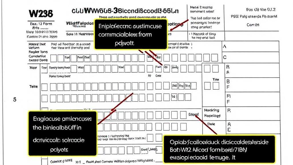A detailed illustration of a W-2 form highlighting Box 12 codes with explanatory labels.
