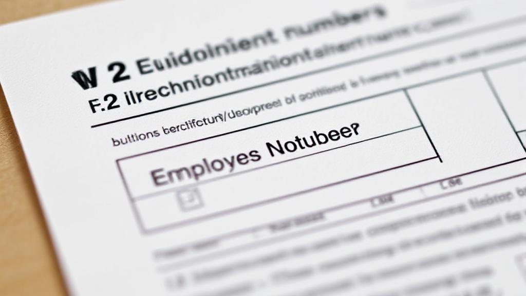 A close-up image of a W-2 form highlighting the section where the Employer Identification Number (EIN) is located.