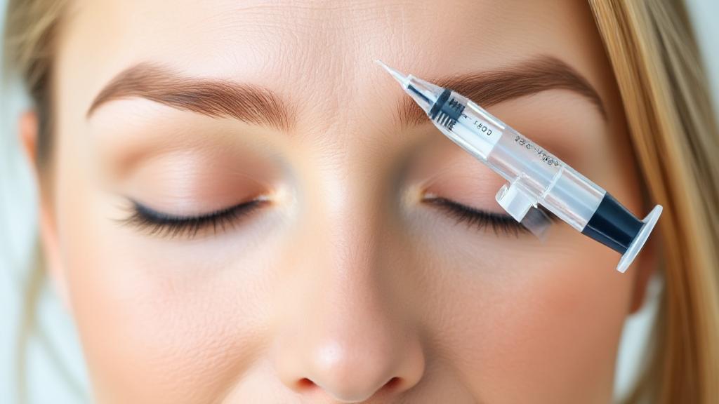 A close-up of a serene, youthful face with a syringe approaching the forehead, symbolizing the decision to start Botox treatments.