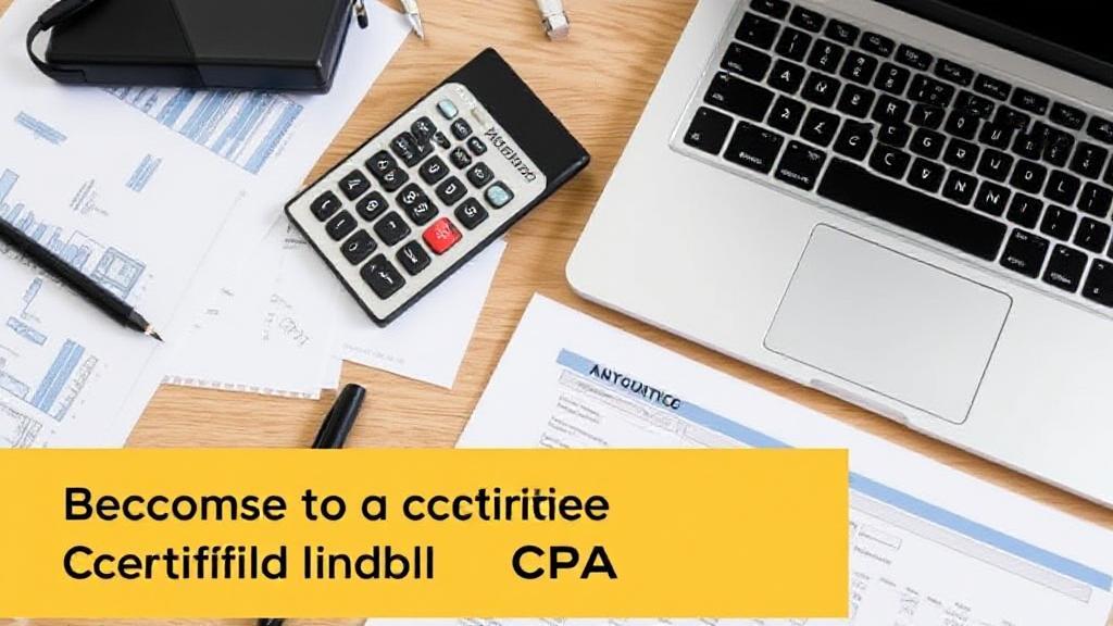 A professional workspace featuring a calculator, financial documents, and a laptop, symbolizing the journey to becoming a Certified Public Accountant (CPA).