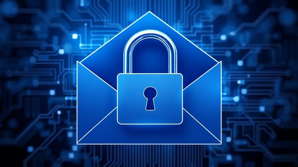 A sleek digital lock icon overlaying an email envelope, symbolizing security and privacy in modern email services.