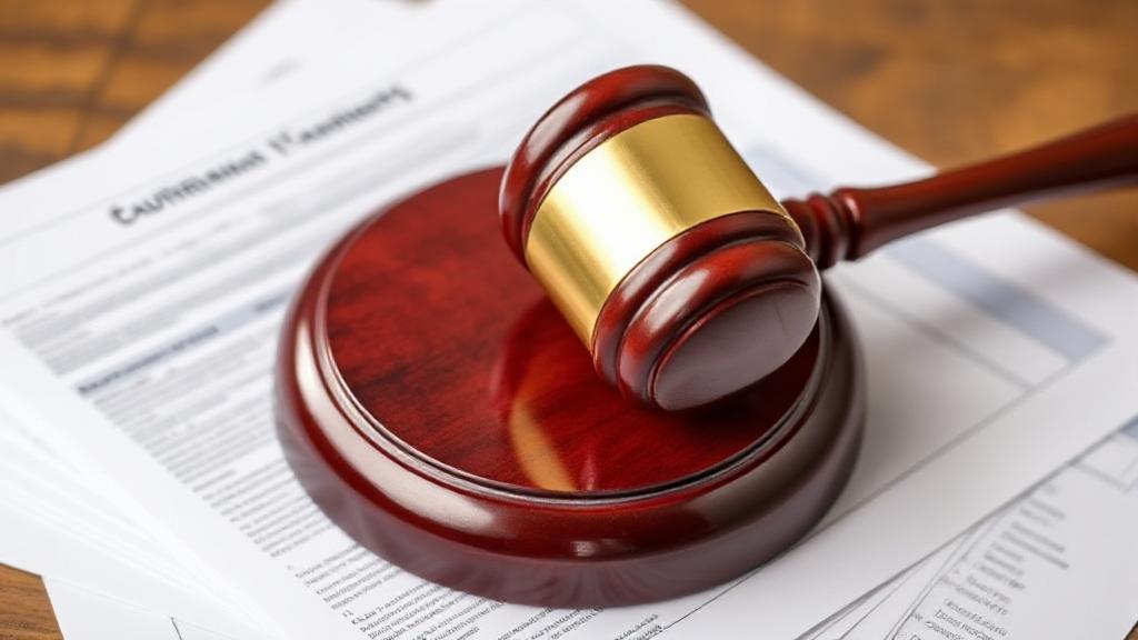 A gavel rests on a stack of financial documents, symbolizing the legal and financial aspects of Chapter 7 bankruptcy.