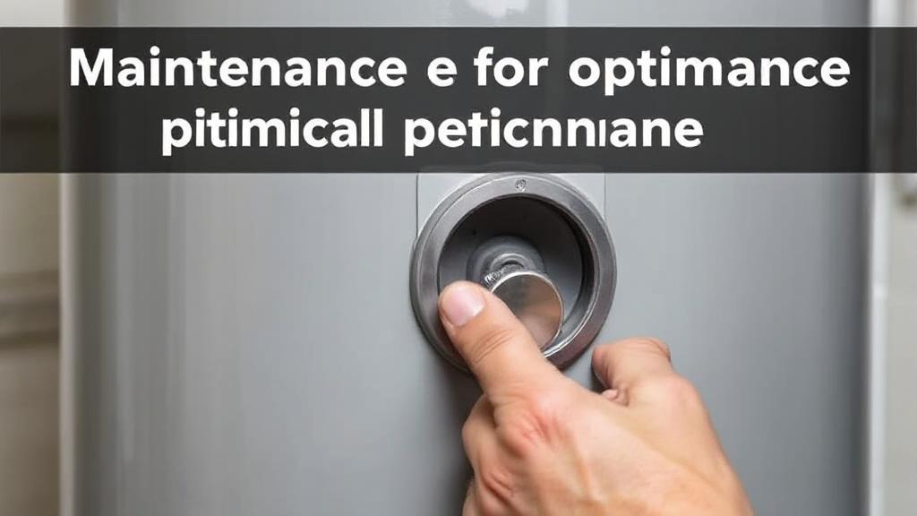 A close-up image of a water heater with a technician's hand turning the drain valve, illustrating maintenance for optimal performance.