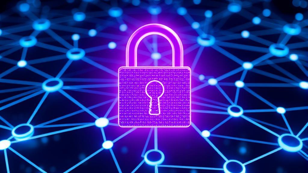 A digital lock and key overlaid on a network of interconnected devices, symbolizing secure communication through Transport Layer Security.