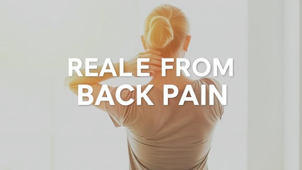 A person practicing gentle stretching exercises with a calm, bright background, symbolizing relief from back pain.
