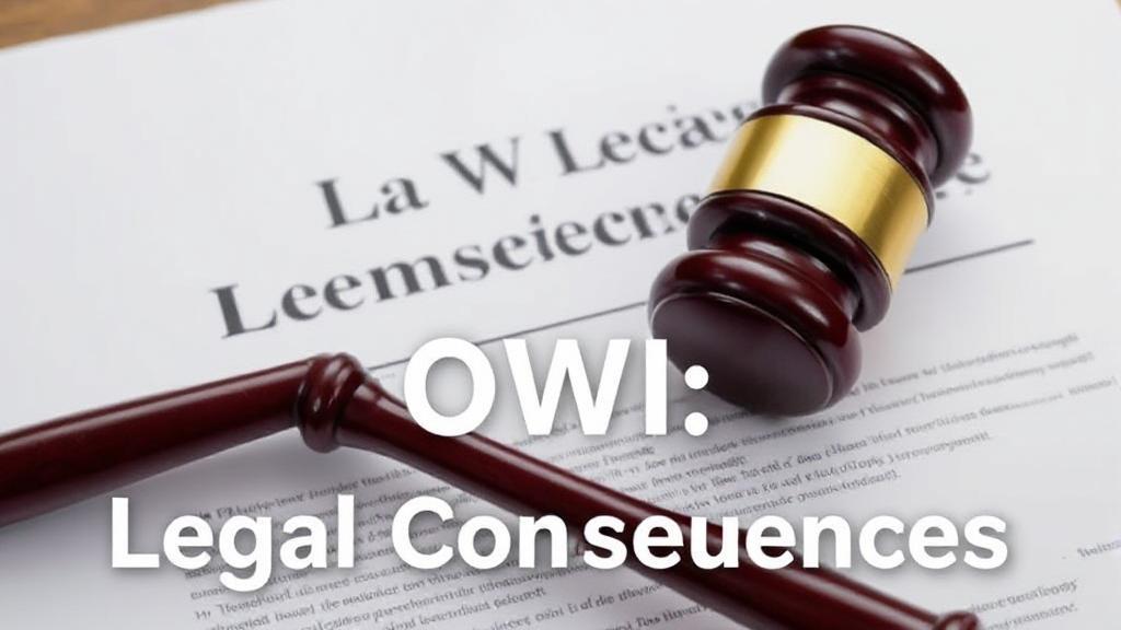 A gavel resting on a legal document with the words "OWI: Legal Consequences" prominently displayed.