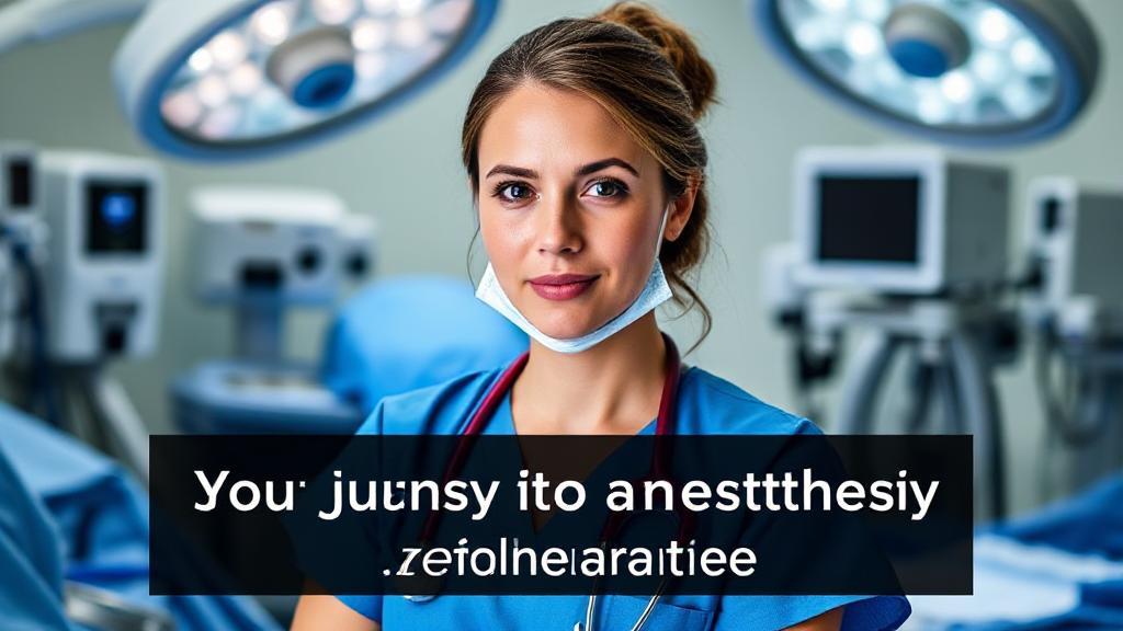 A focused nurse anesthetist in a surgical setting, surrounded by medical equipment, symbolizing the journey and dedication required to achieve this specialized role.