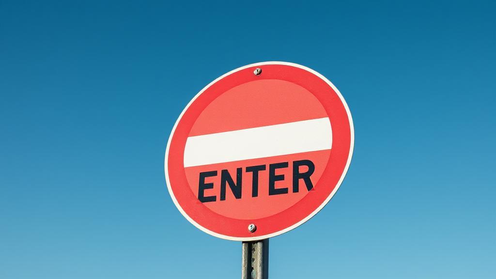 A bold "Do Not Enter" sign stands prominently against a clear blue sky, symbolizing caution and boundary.