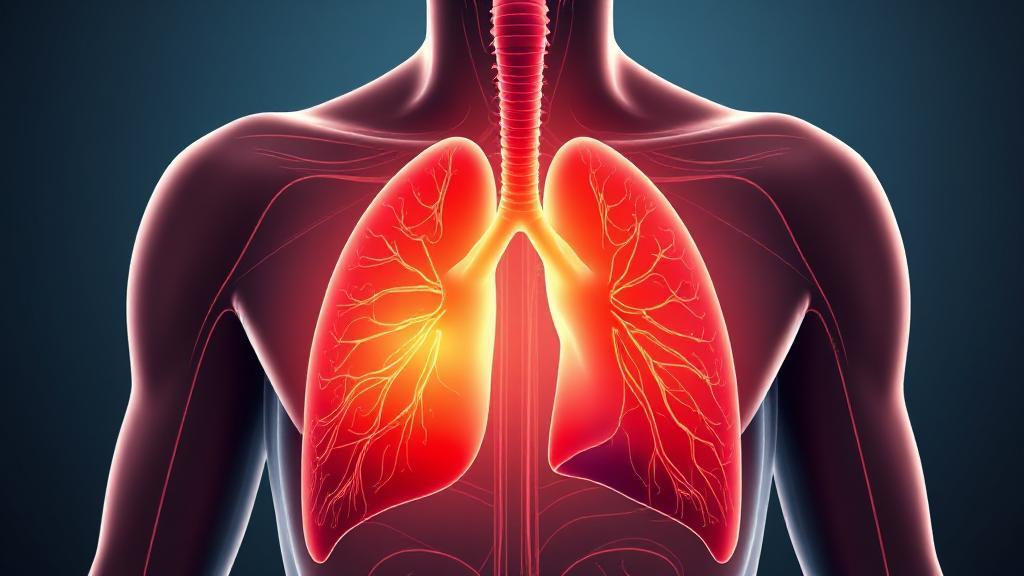 A detailed illustration of the human respiratory system highlighting areas affected by asthma.