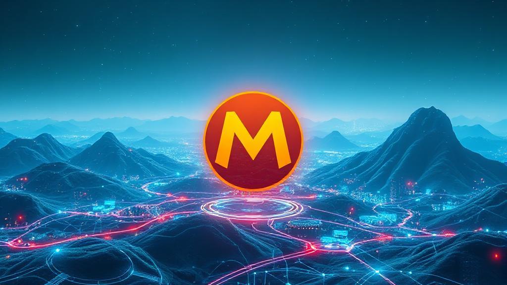 A futuristic digital landscape featuring the Meta logo, symbolizing innovation and connectivity.