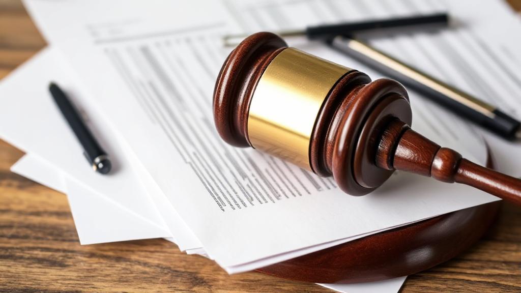 A somber gavel resting on a stack of financial documents, symbolizing the gravity and legal aspects of filing for bankruptcy.