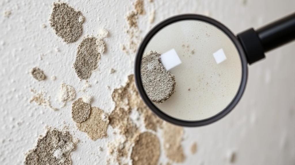 A close-up image of mold growing on a wall, with a magnifying glass highlighting the affected area, symbolizing the scrutiny of insurance coverage.