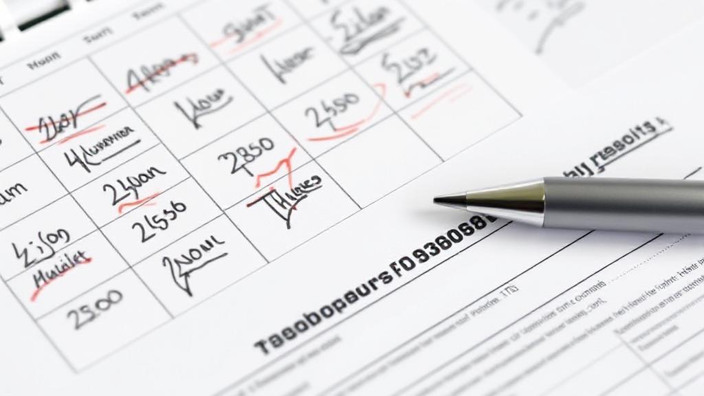 A calendar marked with important tax filing dates and a pen resting on a tax form.