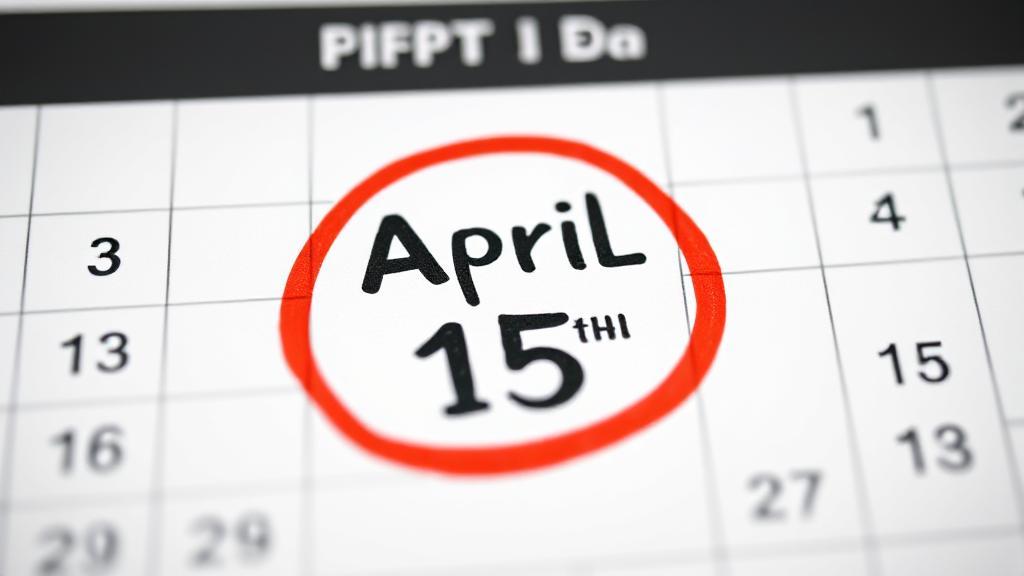 A calendar marked with a red circle around April 15th, symbolizing the traditional Tax Day deadline in the United States.