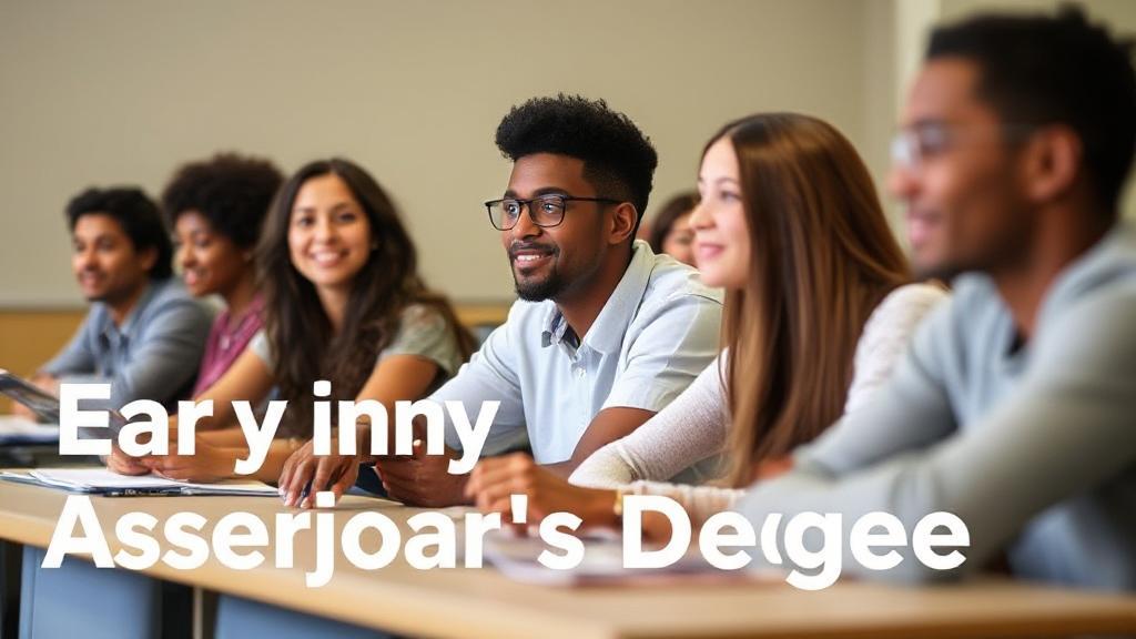 A diverse group of students in a classroom setting, focused on their studies, symbolizing the journey towards earning an associate's degree.