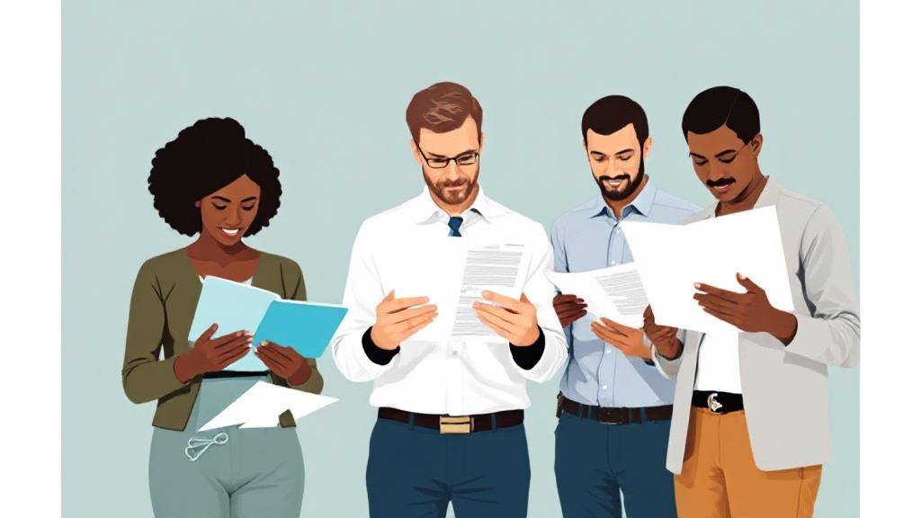 A diverse group of people examining financial documents and calculators, symbolizing the complexities of understanding taxes.