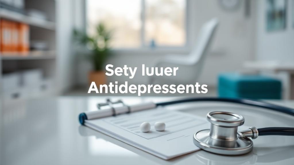 A serene image of a doctor's office with a prescription pad and a stethoscope, symbolizing professional medical guidance for obtaining antidepressants.