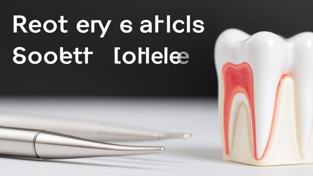 A close-up image of dental tools beside a healthy tooth model, symbolizing recovery and care after a root canal.