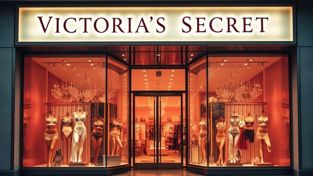 A captivating header image featuring a vintage Victoria's Secret storefront with elegant lingerie displays, evoking the brand's iconic and glamorous history.