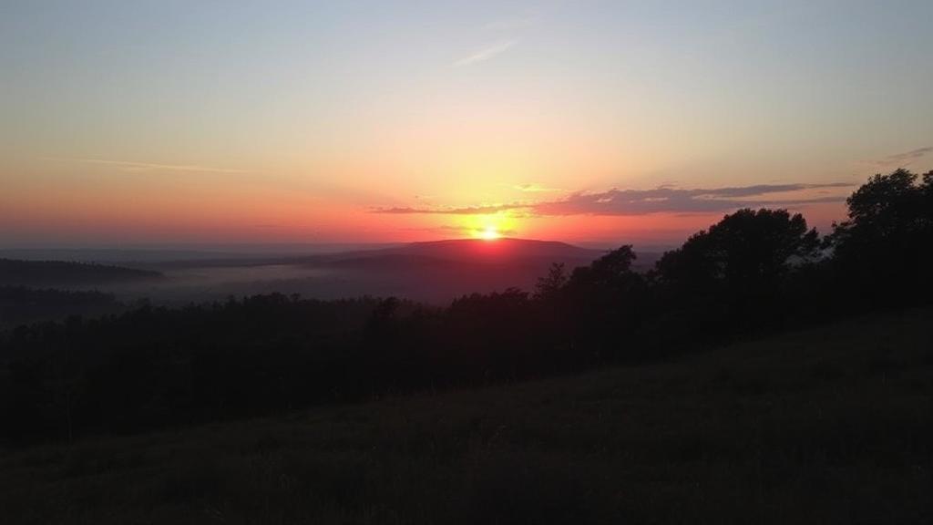 A serene sunrise over a peaceful landscape, symbolizing new beginnings and the importance of planning for the future.