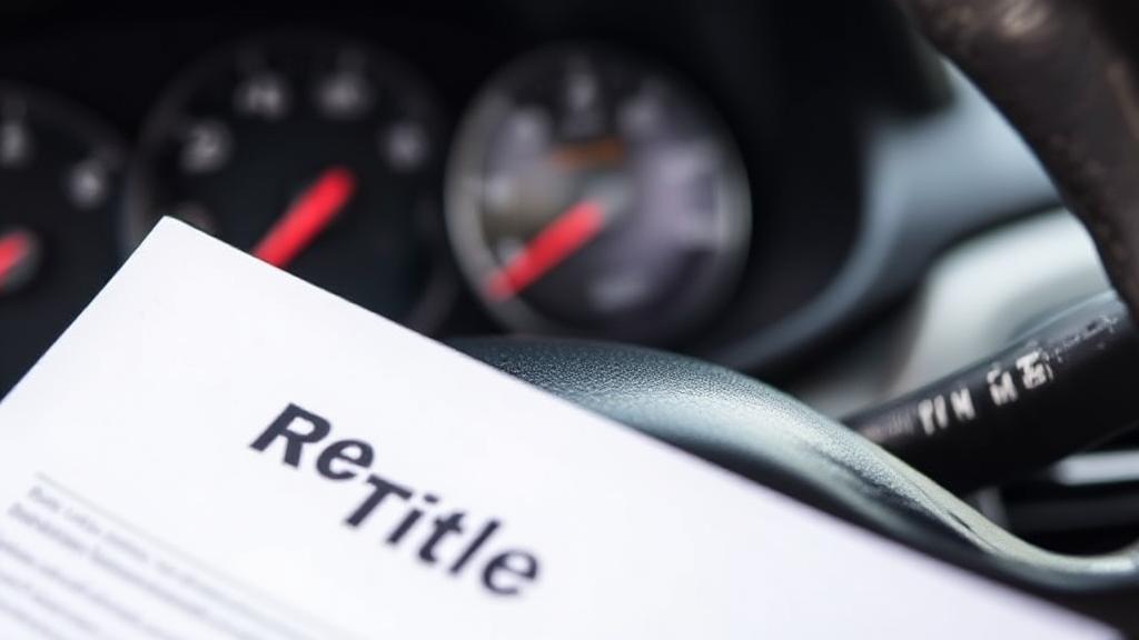 A close-up shot of a car's dashboard with a "Rebuilt Title" document partially visible, symbolizing the intersection of vehicle history and insurance considerations.