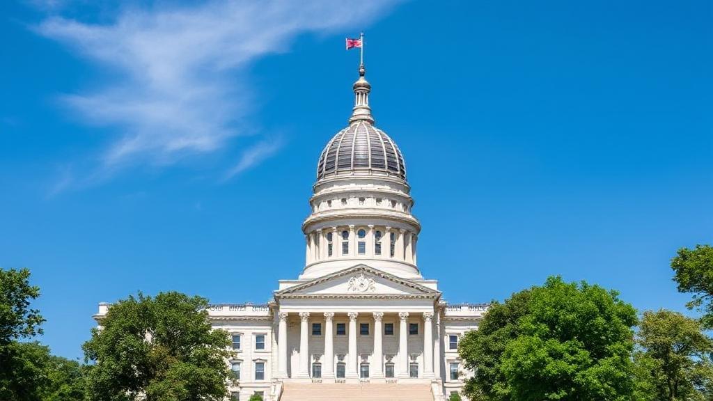 A scenic view of the Tennessee State Capitol building under a clear blue sky, symbolizing governance and fiscal policy.