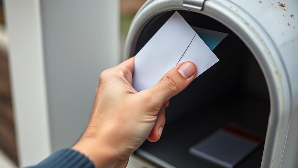 A close-up image of a hand eagerly reaching into a mailbox to retrieve a newly delivered credit card envelope.
