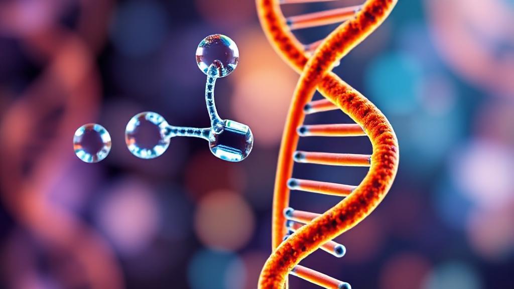 A vibrant illustration of a glucose molecule intertwined with a DNA helix, symbolizing the biochemical impact of Trulicity in diabetes management.