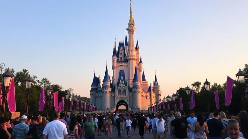 A serene view of Cinderella Castle at Disney World with minimal crowds, capturing the magic of a peaceful visit.