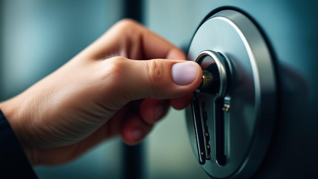 A close-up image of a hand skillfully turning a key in a lock, symbolizing the process of unlocking.