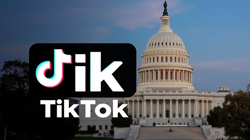 A collage of the TikTok logo juxtaposed with the U.S. Capitol building, symbolizing the ongoing debate over the app's future in the United States.