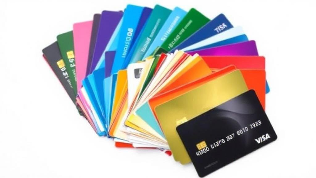 A diverse array of colorful credit cards fanned out on a clean, white background, symbolizing accessibility and variety.