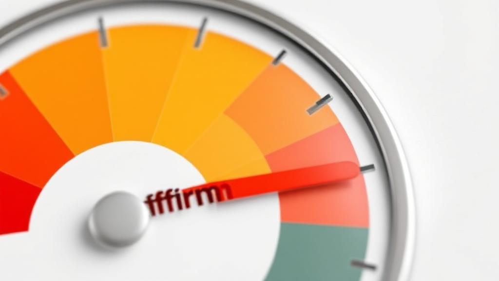 A visual representation of a credit score gauge with Affirm's logo integrated, symbolizing the influence of Affirm on credit ratings.
