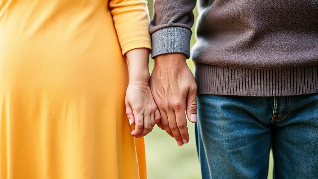A comforting image of an adult child holding hands with their elderly parents, symbolizing care and protection.