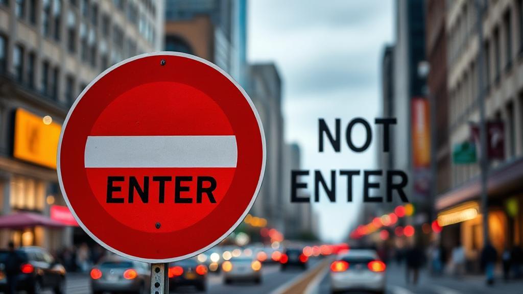 A bold "Do Not Enter" sign stands prominently against a backdrop of a busy urban street, emphasizing its critical role in traffic safety and regulation.